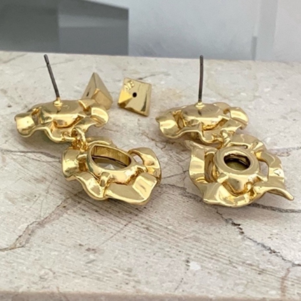 ALEXIS BITTAR• Gold Crystal Rainbow Blue Antiquities Mismatched Earrings - Picture 7 of 8